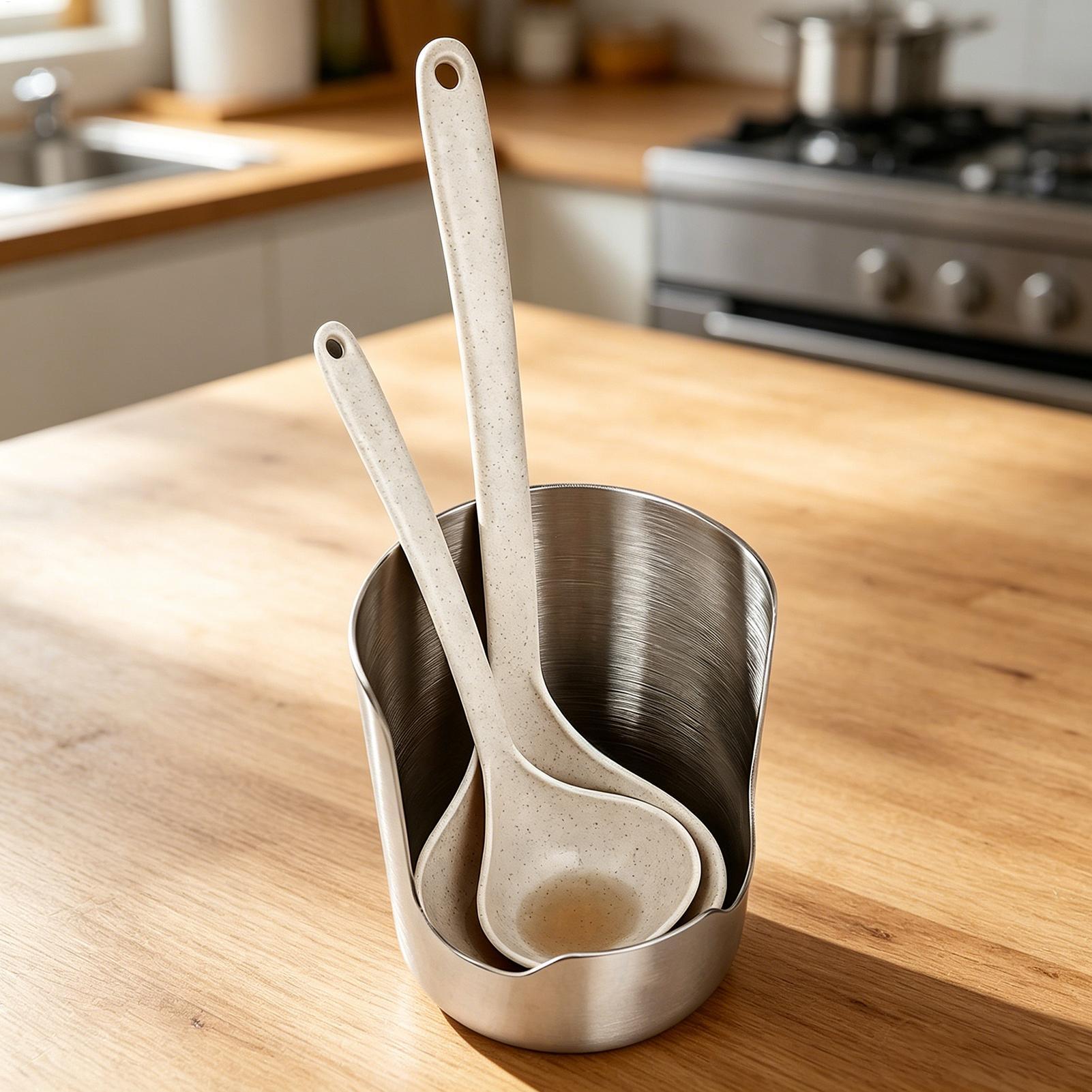 Home Cooking Meals - Stainless Steel Spoon Rest Organizer Kitchen