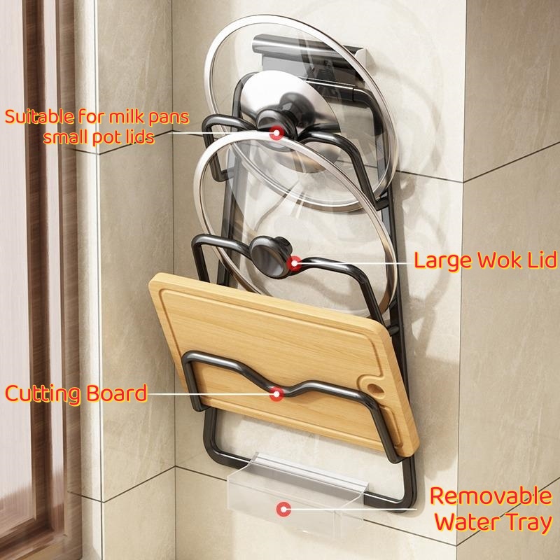 Home Cooking Delivery - Wall Mount Pot Lid Rack, Drill-Free