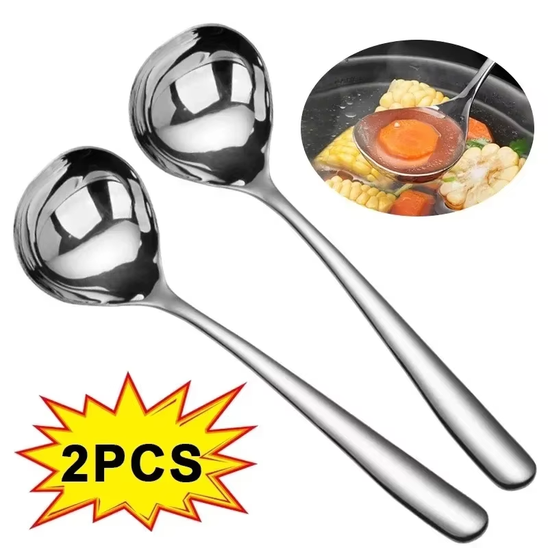 Home Cooking Delivery - 2/1Pcs Stainless Steel Spoon Thicken Long